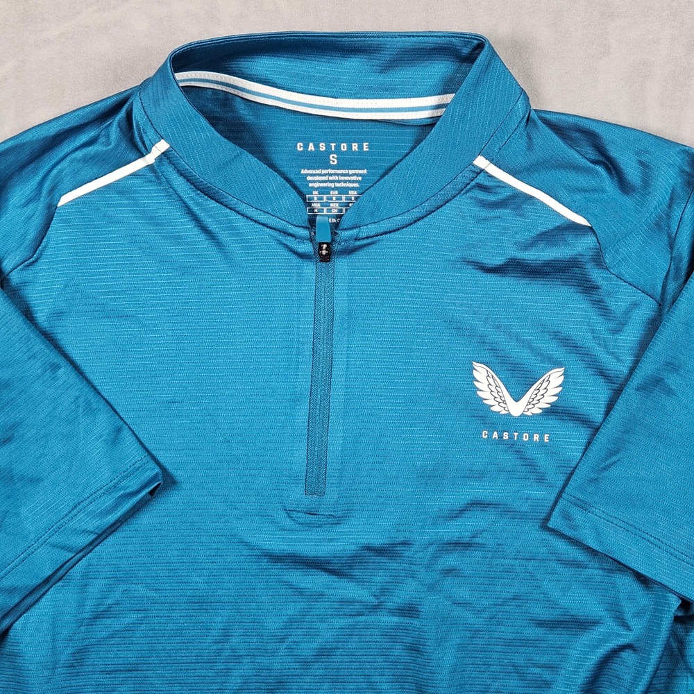 Castore Jersey Mens Small Blue 1/4 Zip Performance Band Collar Athletic Shirt